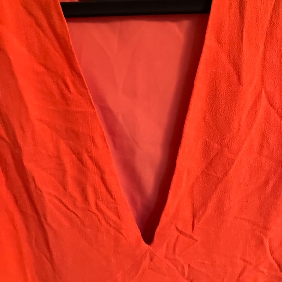 Orange Linen Mini Dress - Picture 4 of 7